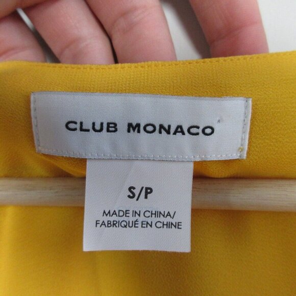 Club Monaco Women Silk Tunic Top V-Neck Pullover Bell Sleeve Casual Yellow S 124 - Picture 3 of 11